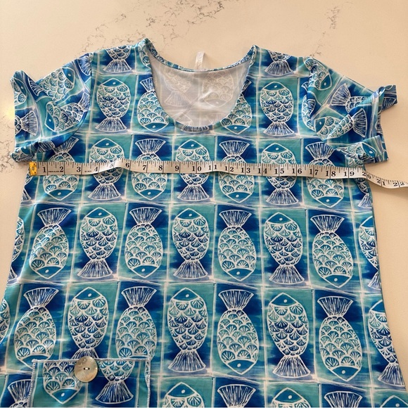 Lulu-B Blue and White Fish Print Dress - Picture 8 of 8